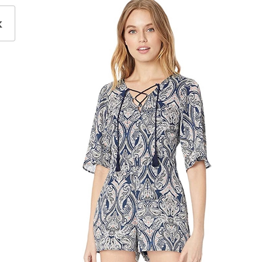 Romper Jumpsuit Cupcakes & Cashmere Doretta Paisley Lace Up Romper